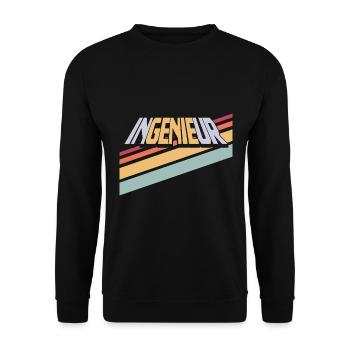 Retro Ingenieur Genie Maschinenbau Lustiger Spruch - Unisex Pullover - Schwarz - Vorne - Alina (178cm) & Michal (187cm)