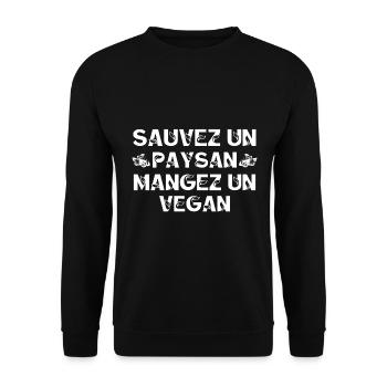 Nutrition, Sauvez Un Paysan Manger Un Vegan Santé - Sweat-shirt Unisexe - noir - Devant - Alina (178cm) & Michal (187cm)
