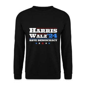 Kamala Harris & Tim Walz 2024 Support Vintage - Sweat-shirt Unisexe - noir - Devant - Alina (178cm) & Michal (187cm)