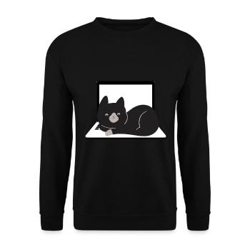 Cute cat sitting on laptop - Unisex Sweatshirt - black - Front - Alina (178cm) & Michal (187cm)