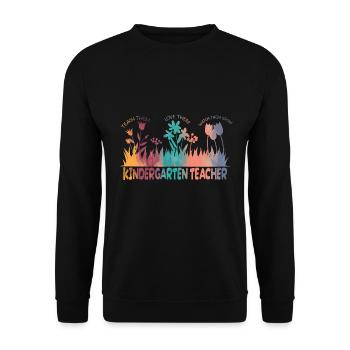 Kindergärtnerin Blume Groovy Teacher Zurück Zur - Unisex Pullover - Schwarz - Vorne - Alina (178cm) & Michal (187cm)