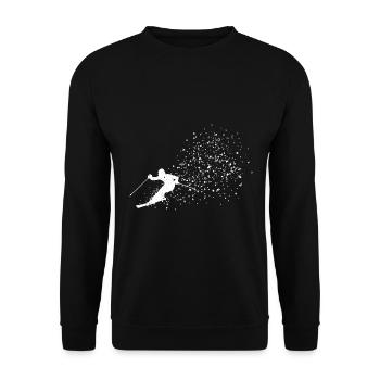 Ski Design mit Skifahrer und Schneewehe Skifahrer - Unisex Pullover - Schwarz - Vorne - Alina (178cm) & Michal (187cm)