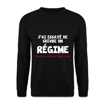 Diät, aber er lief zu schnell Humor - Unisex Pullover - Schwarz - Vorne - Alina (178cm) & Michal (187cm)