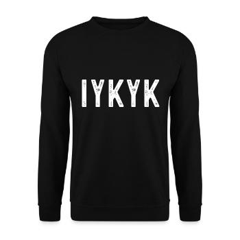 IYKYK Wenn du weißt, dass du lustig bist - Unisex Pullover - Schwarz - Vorne - Alina (178cm) & Michal (187cm)