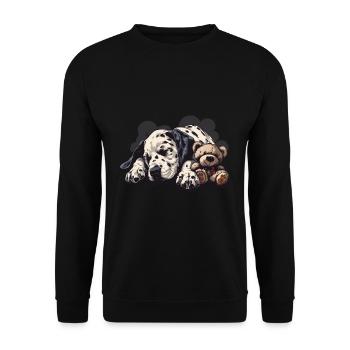 Sleeping Dalmatian with teddy bear - Unisex Sweatshirt - black - Front - Alina (178cm) & Michal (187cm)
