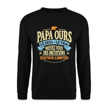 Papa ours - Sweat-shirt Unisexe - noir - Devant - Alina (178cm) & Michal (187cm)