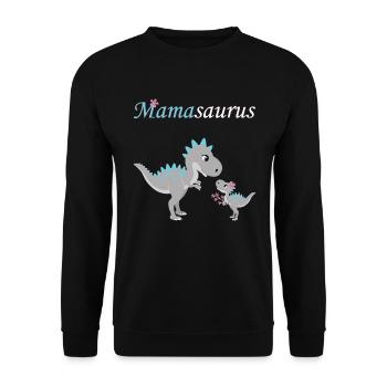 Mamasaurus Dinosaurier für Mama Muttertag Geschenk - Unisex Pullover - Schwarz - Vorne - Alina (178cm) & Michal (187cm)