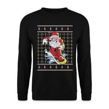 Ugly Christmas sweater avec Père Noël - Sweat-shirt Unisexe - noir - Devant - Alina (178cm) & Michal (187cm)
