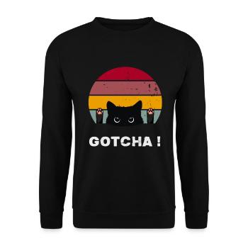 Vintage Cats Retro Gotcha Cat’s Paws Cat - Sweat-shirt Unisexe - noir - Devant - Alina (178cm) & Michal (187cm)