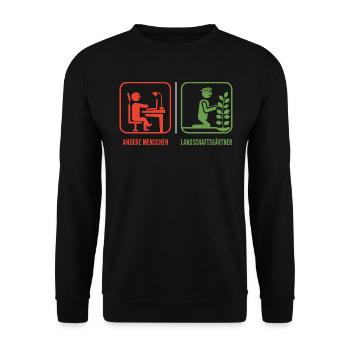 Galabauer Landschaftsgärtner Garten Vergleich - Unisex Pullover - Schwarz - Vorne - Alina (178cm) & Michal (187cm)