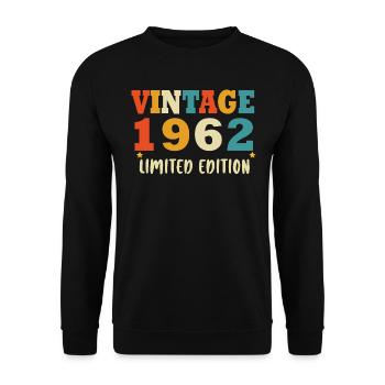 Jahrgang 1962 geboren Vintage Geburtstag Retro - Unisex Pullover - Schwarz - Vorne - Alina (178cm) & Michal (187cm)