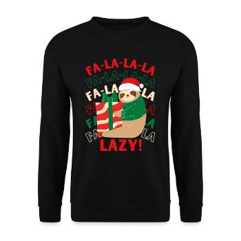 Christmas sloth with a gift - Unisex Sweatshirt - black - Front - Alina (178cm) & Michal (187cm)