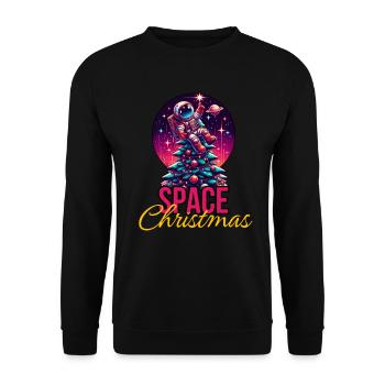 Astronaut with Christmas tree - Unisex Sweatshirt - black - Front - Alina (178cm) & Michal (187cm)
