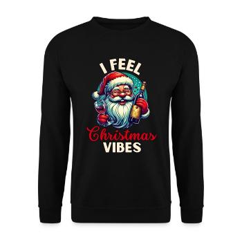 Santa Claus with wine - Unisex Sweatshirt - black - Front - Alina (178cm) & Michal (187cm)