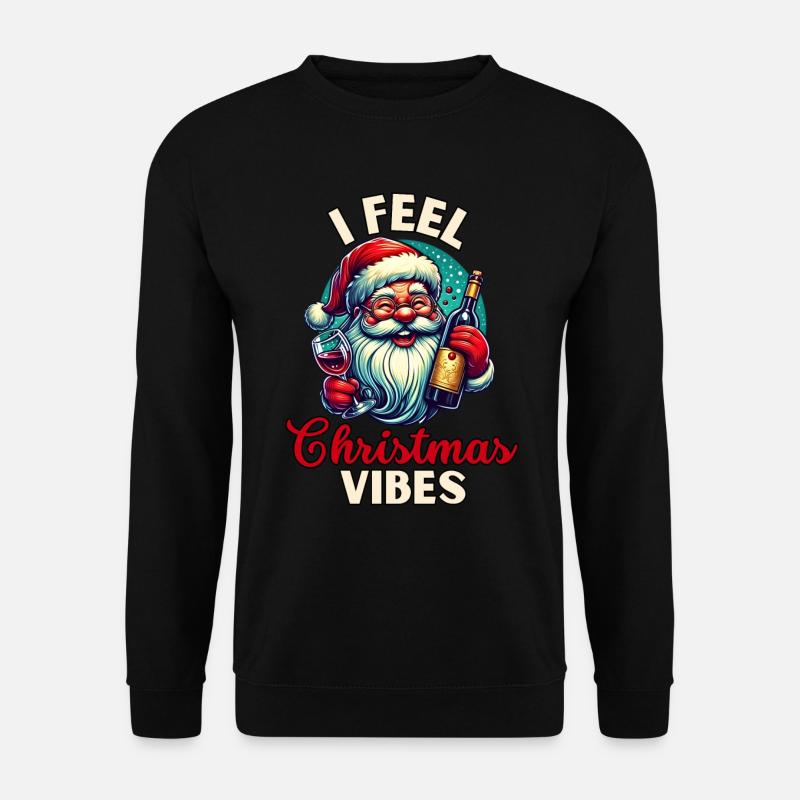 Weihnachtsmann mit Wein - Unisex Pullover - Schwarz