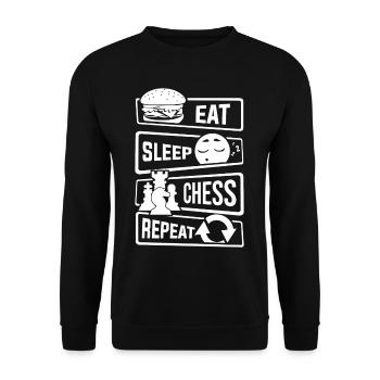 Eat Sleep Chess Repeat - Chess checkmate tactic - Unisex Sweatshirt - black - Front - Alina (178cm) & Michal (187cm)