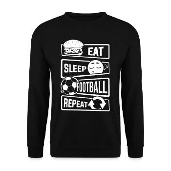 Eat Sleep Football Repeat - Ball Sports Soccer - Unisex Sweatshirt - black - Front - Alina (178cm) & Michal (187cm)