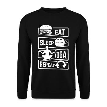 Eat Sleep Yoga Repeat - Meditation Joga Yogi Geist - Unisex Pullover - Schwarz - Vorne - Alina (178cm) & Michal (187cm)