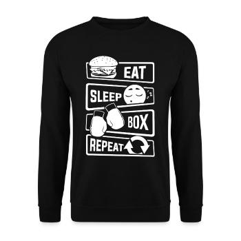 Eat Sleep Box Repeat - Boxing Boxer Uppercut Jab - Unisex Sweatshirt - black - Front - Alina (178cm) & Michal (187cm)