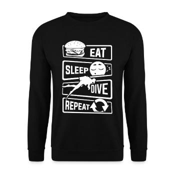 Mangez le sommeil de plongée Répétition - Divers Plongée Mer Lac - Sweat-shirt Unisexe - noir - Devant - Alina (178cm) & Michal (187cm)