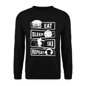 Eat Sleep Ski Repeat - Schifahren Skifahren Winter - Unisex Pullover - Schwarz - Vorne - Alina (178cm) & Michal (187cm)