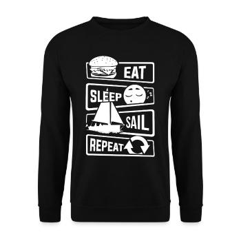 Eat Sleep Sail Repeat - sailing sailboat boat lake - Unisex Sweatshirt - black - Front - Alina (178cm) & Michal (187cm)