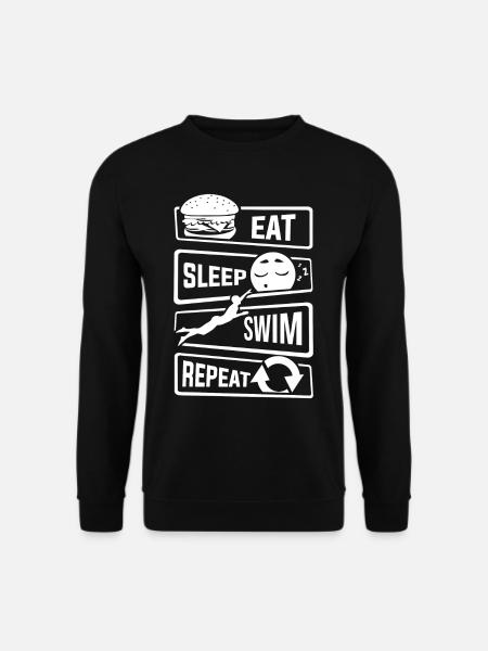 Eat Sleep Swim Repeat - Schwimmen Wassersport Pool - Unisex Pullover - Schwarz