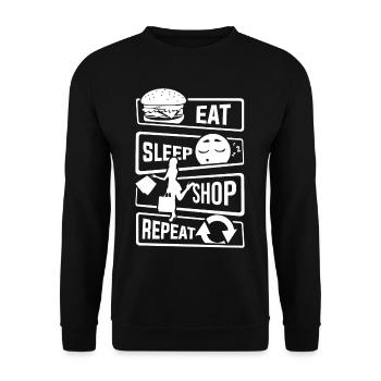 Mangez Sleep Shop Repeat - Achat de chaussures d'affaires - Sweat-shirt Unisexe - noir - Devant - Alina (178cm) & Michal (187cm)