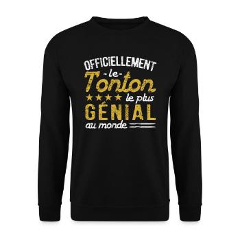 Officiellement Le Tonton le plus Incroyable - Sweat-shirt Unisexe - noir - Devant - Alina (178cm) & Michal (187cm)