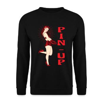 Pin Up. Fifties Pin-Up Girl. Retro Rockybilly - Unisex Pullover - Schwarz - Vorne - Alina (178cm) & Michal (187cm)