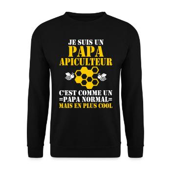 I AM A PAPA APICULATOR COOL - Unisex Sweatshirt - black - Front - Alina (178cm) & Michal (187cm)