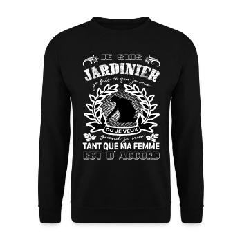 Gardener Shirt • Shop Gardening • Wanted Gifts - Unisex Sweatshirt - black - Front - Alina (178cm) & Michal (187cm)