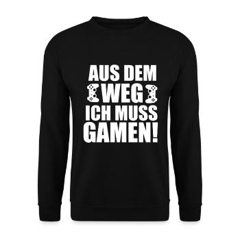 Aus dem Weg Gamer Shirt - Unisex Pullover - Schwarz - Vorne - Alina (178cm) & Michal (187cm)