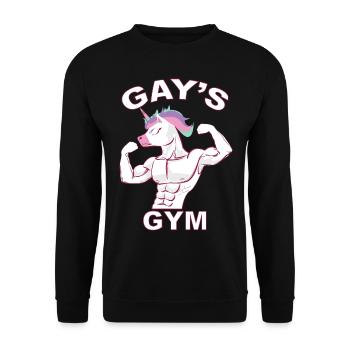 Gay’s Gym Gay Licorne Gay Gay - Sweat-shirt Unisexe - noir - Devant - Alina (178cm) & Michal (187cm)