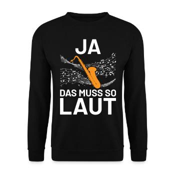 Saxophon Jazz Musiker Geschenkidee - Unisex Pullover - Schwarz - Vorne - Alina (178cm) & Michal (187cm)