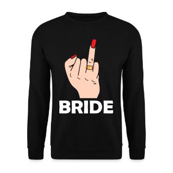 Braut Heirat Hochzeit Mittelfinger - Unisex Pullover - Schwarz - Vorne - Alina (178cm) & Michal (187cm)
