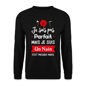 Je suis pas parfait mais je suis un nain - Sweat-shirt Unisexe - noir - Devant - Alina (178cm) & Michal (187cm)