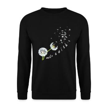 Pusteblume Blumenmotiv Glücksbringer - Unisex Pullover - Schwarz - Vorne - Alina (178cm) & Michal (187cm)
