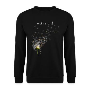 Pusteblume Blumenmotiv Glücksbringer - Unisex Pullover - Schwarz - Vorne - Alina (178cm) & Michal (187cm)