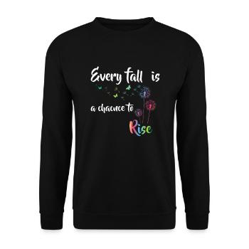 Pusteblume Blumenmotiv Glücksbringer - Unisex Pullover - Schwarz - Vorne - Alina (178cm) & Michal (187cm)