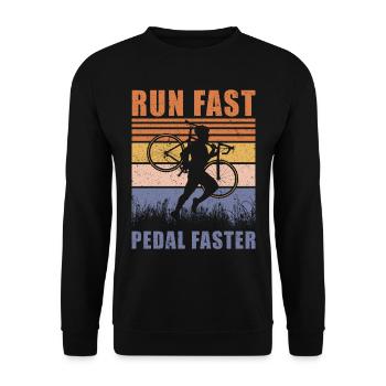 Cyclocross Run Fast Pedal Schneller Gravel Bike - Unisex Pullover - Schwarz - Vorne - Alina (178cm) & Michal (187cm)
