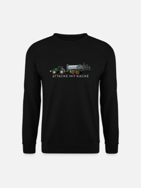 Attacke Mit Kacke Lustiger Traktor Bauer Spruch - Unisex Pullover - Schwarz