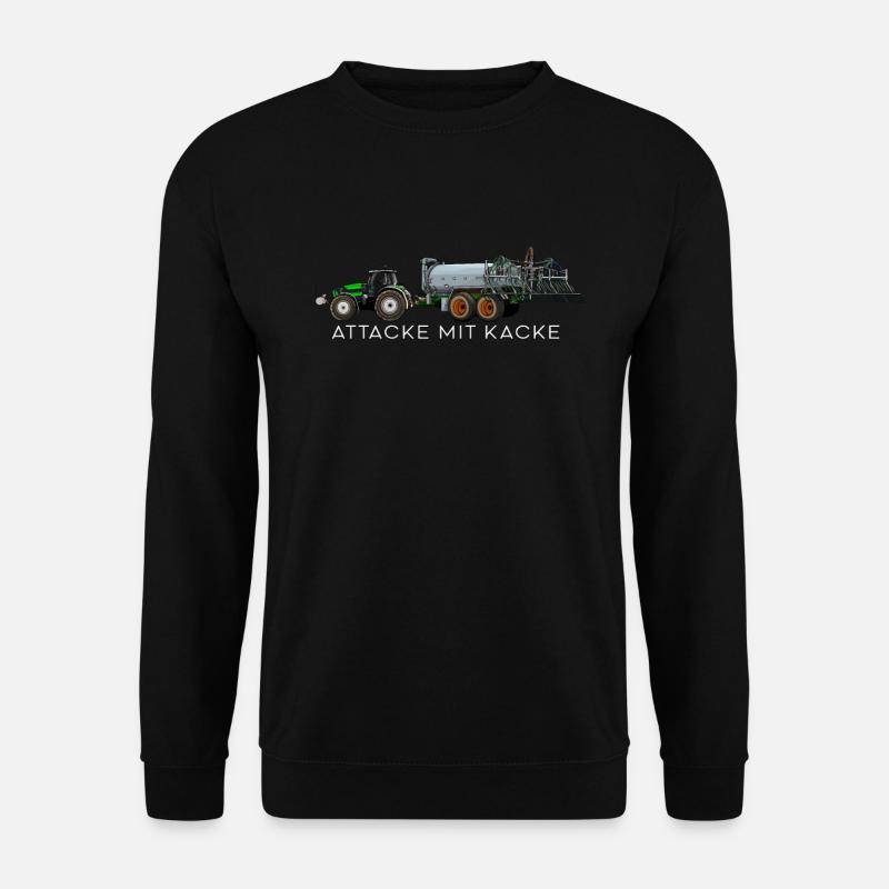 Attacke Mit Kacke Lustiger Traktor Bauer Spruch - Unisex Pullover - Schwarz
