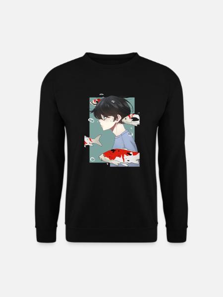 Anime Boy Koi Karpe Æstetisk Anime Merch - Unisex sweater - sort