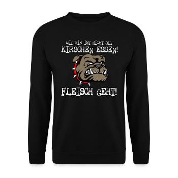 Mit mir ist nicht gut Kirschen essen - Unisex Pullover - Schwarz - Vorne - Alina (178cm) & Michal (187cm)