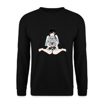 Anime Girl Japanisch Kawaii Gamer Otaku - Unisex Pullover - Schwarz - Vorne - Alina (178cm) & Michal (187cm)