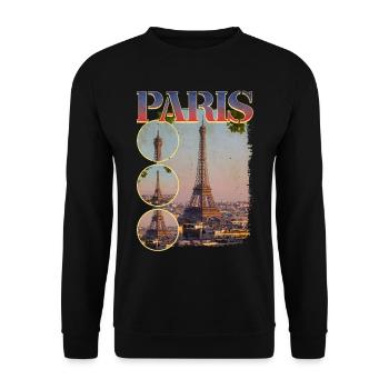 Paris France City Skyline Home Love - Unisex Sweatshirt - black - Front - Alina (178cm) & Michal (187cm)