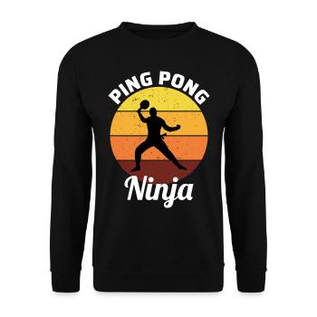 Ping Pong Tennis de Table Ninja Warrior Vintage Rétro - Sweat-shirt Unisexe - noir - Devant - Alina (178cm) & Michal (187cm)