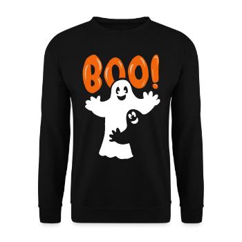 Boo - Fantôme d’Halloween - Fantômes d’Halloween - Sweat-shirt Unisexe - noir - Devant - Alina (178cm) & Michal (187cm)