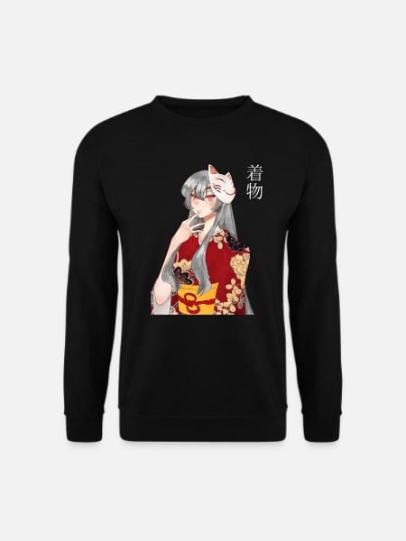 Japan Kitsune Maske Anime Otaku - Unisex Pullover - Schwarz